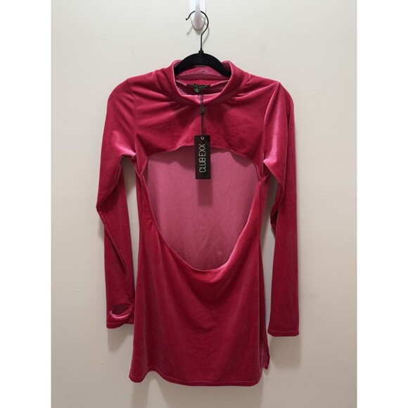 Club Exx Dolls Kill Magenta Rave Bunny Velvet Cut Out Dress Size Large - Picture 1 of 8